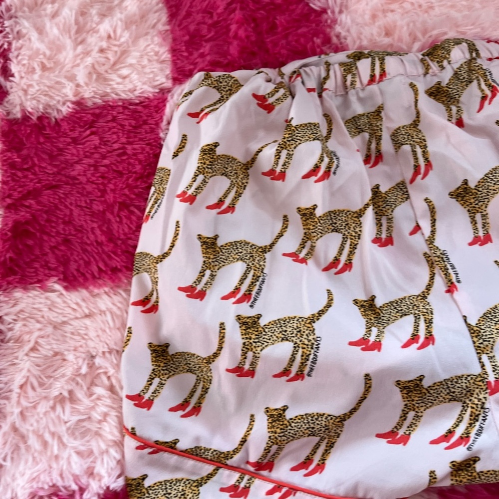 Leopard Print Pajama Shorts with Red Accents